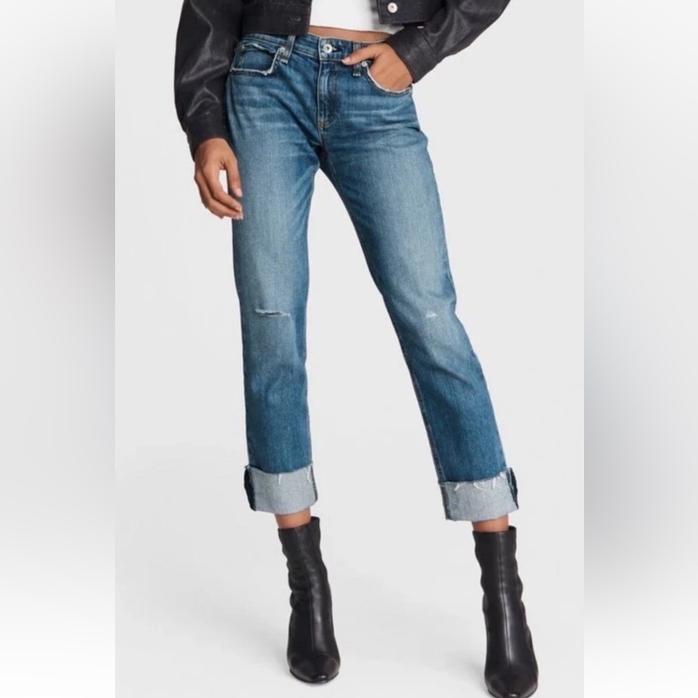 Rag & Bone Dre Low Rise Slim Boyfriend Jeans Mick With Holes Denim Women’s 28